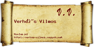 Verhás Vilmos névjegykártya